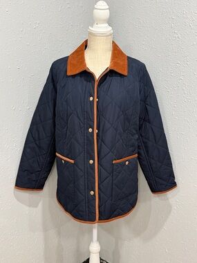 Talbots Quilted Barn Jacket Navy Size LP